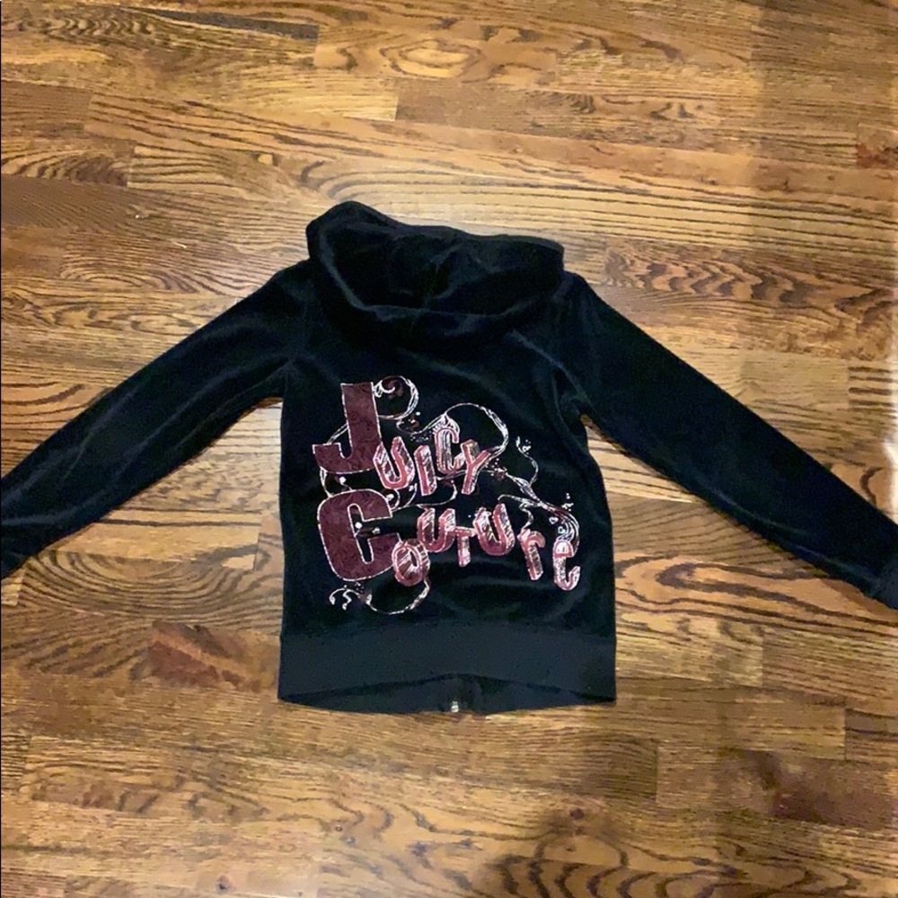 Juicy Couture Black velour zipper Hoodie